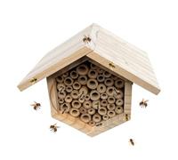 Ruches d'abeilles - Ruche hexagonale de 18,4 x 15,2 x 14,5 cm avec tubes, maisons d'abeilles pour jardin, abri d'habitat de pollinisateur naturel
