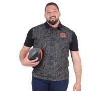 Ruckfield - Polo en coton noir à motifs pourvu d'un col boutonné et d'une coupe droite - Taille x_l