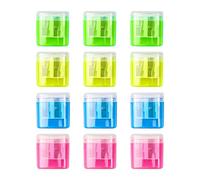 RUCUDIM 12PCS Taille-Crayon épais, Double Manuel Taille Crayon, Crayons en Plastique Coloré Taille, Crayon Enfant Portable Pour Enfants avec récipient pour fournitures de bureau à domicile