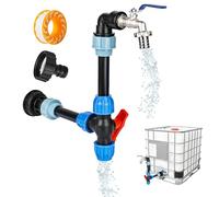 RUCUDIM Adaptateur IBC avec col de cygne pour robinet 2 voies en laiton S60 x 6 Robinet d'arrêt 3/4" pour réservoir d'eau de pluie 1000 l