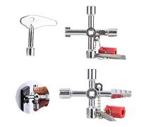 RUCUDIM Clé Multifonction 3 Pcs 4 Voies Clé Triangle Clef Passe Partout n Croix Universelle pour Compteur Eau Radiateurs Compteurs Gaz Ascenseurs Coffret Electrique