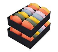 RUCUDIM Lot de 2 boîtes de rangement à 7 cellules pour tiroir de soutien-gorge, tiroirs pliables, organiseur de sous-vêtements, organiseur pour tiroir Divider à la maison, dortoir, penderie, noir
