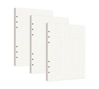 RUCUDIM Lot de 3 feuilles de papier de recharge A5 pour classeur à anneaux A5 - Papier vierge à carreaux - 6 trous - 135 feuilles pour carnet de notes et croquis