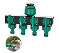 RUCUDIM Répartiteur 4 voies, 3/4" et 1/2", distributeur d'eau, distributeur d'eau, inverseur d'irrigation de jardin avec robinet d'arrêt individuel, pour appareils/tuyaux d'arrosage