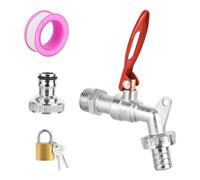 RUCUDIM Robinet de jardin à boisseau sphérique 1/2" - En laiton - Universel - Verrouillable - Avec robinet de 3/4" - Pour jardin, machine à laver, citerne