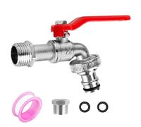 RUCUDIM robinet de jardin universel 1/2" et 3/4" - Résistant au gel - Avec 2 raccords de tuyau gratuits + 1 bande d'étanchéité à rouleau - Réservoir d'eau