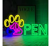 RuCvixkt Animaux De Compagnie Ouvert Néon Logo Mignon Chiot Magasin Bienvenue Néon Signe Magasin Affaires Chien Pied Chambre DéCoration Murale Usb Alimenté, Cadeau Pour Les GarçOns Et Les Adolescents