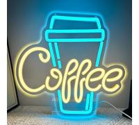 Rucvixkt Coffee Café Bar Néon Signe, Café Led Néon Sign Pour Les Installations D'Affaires, Lumineux Néon Signe Et Usb Alimenté Bar DéCoration Murale
