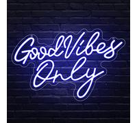 RuCvixkt Good Vibes Only Panneau néon pour décoration murale, beau panneau néon à LED bleue Good Vibes Only pour fête, salon, bar, club, chambre, cadeau pour garçon, fille, anniversaire, Noël