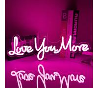 RuCvixkt Panneau néon Love You More pour décoration murale, décoration de chambre de fille, alimentation USB, pour fête de mariage, anniversaire, Saint-Valentin