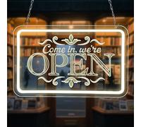 Rucvixkt We Are OPEN Néon Signe Commercial, Commutateur Dimmable Luminosité NéOn Magasin Ouvert Signe HôTel FenêTre Salon Bar Club Restaurant DéCoration (Blanc Chaud, 15 '' X 9.5 '')