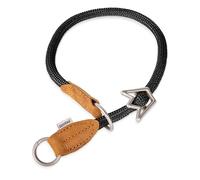 Rudelkönig Collier etrangleur pour Chien Emma - Élégant Collier Semi etrangleur pour Chien en Cuir et Nylon - ø 12mm - Collier de Retriever pour Les Grands Chiens en Noir