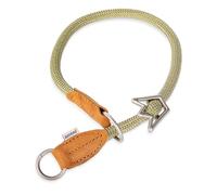 Rudelkönig Collier etrangleur pour Chien Emma - Élégant Collier Semi etrangleur pour Chien en Cuir et Nylon - ø 12mm - Collier pour Chiens de Taille Moyenne en Kaki
