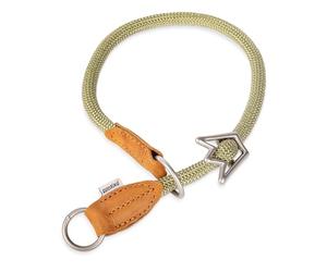 Rudelkönig Collier etrangleur pour Chien Emma - Élégant Collier Semi etrangleur pour Chien en Cuir et Nylon - ø 12mm - Collier de Retriever pour Les Grands Chiens en Kaki