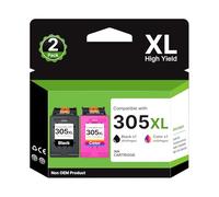 RUDGUZ 305XL Cartouches d'encre compatibles pour HP 305 XL pour HP DeskJet 2700 2710e 2720e 2721 2722 2723 2724 Plus 4110 4120e Envy 6000e 6010e 6020e Pro 6400 6420 imprimantes (Lot de 2