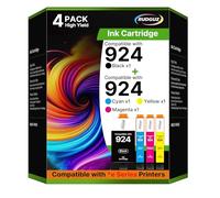 RUDGUZ pour HP Office Jet Pro 8120 924 Cartouches d'encre pour HP 924 Pack de 4 Cartouches 924 Cartouche Encre pour HP OfficeJet 8120e 8122e 8124e 8125e pour OfficeJet Pro 8130e 8132e 8134e