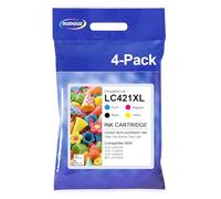 RUDGUZ LC421XL Cartouches d'encre Compatible pour Brother LC421 XL Cartouche LC421XL pour Encre Brother DCP-J1050DW MFC-J1010DW DCP-J1140DW DCP-J1800DW (Noir Cyan Magenta Jaune, 4 Pack)