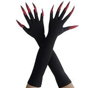 Rudiaoa 1 paire de gants d'Halloween avec ongles effrayants et longs monstres loup pour fêtes costumées, gants gothiques, Noir C, taille unique