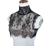 Rudiaoa 1 pièce pour femme faux col dentelle détachable faux manchette ras du cou cravate coréenne évidée col détachable, Noir , L