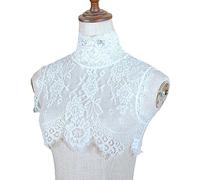 Rudiaoa 1 pièce pour femme faux col dentelle détachable faux manchette ras du cou cravate coréenne évidée col détachable, blanc, XL