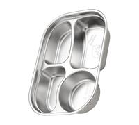 Rudiaoa 4-Partition Stainless Steel Boys Dinner Plate Dishwasher Safe & Easy-Clean Sturdy Childrens Meal Tray for Home & Outdoor Portable Nonrust Steel Lunch Plate