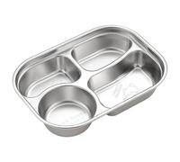 Rudiaoa 4-Partition Stainless Steel Boys Dinner Plate Dishwasher Safe & Easy-Clean Sturdy Childrens Meal Tray for Home & Outdoor Portable Nonrust Steel Lunch Plate