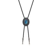 Rudiaoa Bolo Cravate vintage en pierre naturelle tressée pour homme Style western Cowboy Chaîne Collier en cuir Forme ronde, gris, taille unique