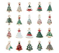 Rudiaoa Breloques De Noël en Émail Fabrication De Bijoux Breloque d'arbre pour Bricolage Collier Boucle d'oreille pour Or Et Argent Simple