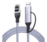 Rudiaoa Câble Adaptateur De Réseau Gigabit USB C RJ45 Boîtier en Alliage D'aluminium Résistant À La Le Cordon Tressé en PVC Assure Une Connexion Internet Stable des Câbles Câble Réseau Type