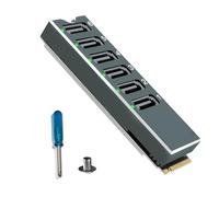 Rudiaoa Carte De Convertisseur NVMe À 6 Ports SATA3.0 Plug and Play Dissipateur De en Aluminium Refroidissement Extension NVME Satas avec Dissipateur Thermique