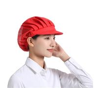 Rudiaoa Chapeau de chef avec maille respirante pour travailleur, filet à cheveux pour restaurant, service de traiteur, réglable pour la cuisine, professionnel pour la cuisine, Rouge, Half net cloth