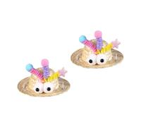Rudiaoa Chapeau De Paille pour Chats Et Chiens 2 Pièces Festival Paille Animaux Compagnie Joli Petit Couvre-Chef Camping en Plein Air Bichon Chapeau Chien