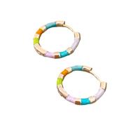 Rudiaoa Colorful Drip Oil Drop Hoop Earring Essential Lightweight Dainty Jewelry For Women Unique Designs Trendy Accessories Elegant Enameled Ear Hoops