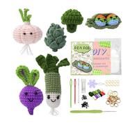 Rudiaoa Crochet Légumes pour débutants avec fil Crochet Aiguille Marqueur Crochets Yeux Fait à la main