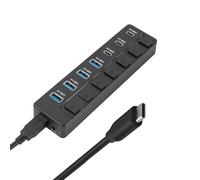 Rudiaoa Dock d'extension USB C 7 ports répartiteur avec contrôle marche/arrêt 5 Gbit/s adaptateur de transfert de données rapide pour accessoires informatiques, adaptateur de données USB C pour