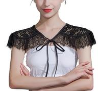 Rudiaoa Élégant châle en polyester doux avec détails en dentelle pour femme pour l'extérieur et l'intérieur, étole de voyage pliable en dentelle pour femme, Noir , taille unique