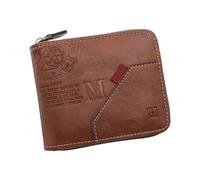 Rudiaoa Élégant portefeuille court pour homme avec fermeture éclair et porte-cartes en polyuréthane pratique pour un usage quotidien et professionnel, rose, As shown in the picture 13cm error