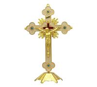 Rudiaoa Figurine De Croix en Métal Émaillé Jésus Crucifié Statue d'art Catholique Chrétien Statue De Croix pour Voiture