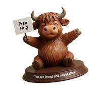 Rudiaoa Figurines d'animaux De Vache Réalistes des Hautes Terres Statue en Résine Décors Jardin Ornement Artisanal pour Plateau À Plusieurs Niveaux Décor Table Statue en Résine