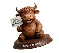 Rudiaoa Figurines d'animaux De Vache Réalistes des Hautes Terres Statue en Résine Décors Jardin Ornement Artisanal pour Plateau À Plusieurs Niveaux Décor Table Statue en Résine