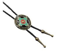 Rudiaoa Hommes Et Femmes Rodeos Bolotie Avec Pendentif Insigne En Métal Cravate Cuir Cordon Chaîne Réglable Collier Vintage Occidental Pendentif Métal Bolo Tie