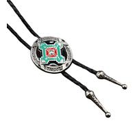 Rudiaoa Hommes Et Femmes Rodeos Bolotie Avec Pendentif Insigne En Métal Cravate Cuir Cordon Chaîne Réglable Collier Vintage Occidental Pendentif Métal Bolo Tie