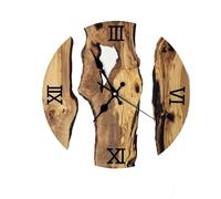 Rudiaoa Horloge Murale Silencieuse Élégante avec Grains De Bois Et Verre Trempé Transparent Mur 30cm pour Décors Salon Et Bureau Quartz Silencieux