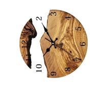 Rudiaoa Horloge Murale Silencieuse Élégante avec Grains De Bois Et Verre Trempé Transparent Mur 30cm pour Décors Salon Et Bureau Quartz Silencieux