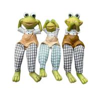 Rudiaoa Lot De 3 Statues Grenouilles sans Philosophie en Résine Décoration Intérieure Et Extérieure Figurine À Longues Jambes Pieds Se Balançant Ornements Grenouilles