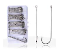 Rudiaoa Lot de 70 hameçons de pêche barbelés à tige longue pour pêche en eau salée Plusieurs tailles