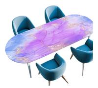 Rudiaoa Nappe Ovale avec De Texture en Marbre Revêtement Anti-déversement Facile d'entretien Tissu Infroissable pour Salle À Manger 36 X 60 42 X 60 Cm Housse De Table Moderne en Marbre