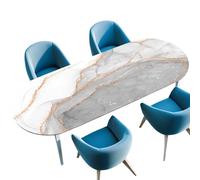 Rudiaoa Nappe Ovale avec De Texture en Marbre Revêtement Anti-déversement Facile d'entretien Tissu Infroissable pour Salle À Manger 36 X 60 42 X 60 Cm Housse De Table Moderne en Marbre