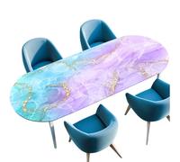 Rudiaoa Nappe Ovale avec De Texture en Marbre Revêtement Anti-déversement Facile d'entretien Tissu Infroissable pour Salle À Manger 36 X 60 42 X 60 Cm Housse De Table Moderne en Marbre