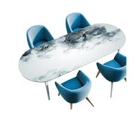 Rudiaoa Nappe Ovale avec De Texture en Marbre Revêtement Anti-déversement Facile d'entretien Tissu Infroissable pour Salle À Manger 36 X 60 42 X 60 Cm Housse De Table Moderne en Marbre